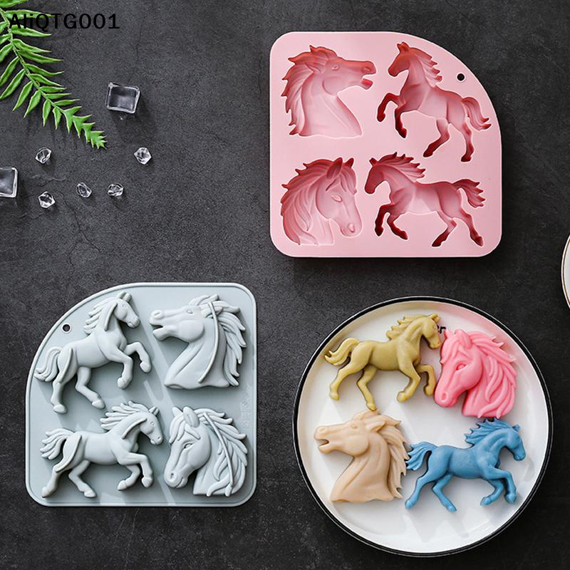 Kitchen Appliances For Cooking - 4-Cavity 3D Horse Silicone Mold for