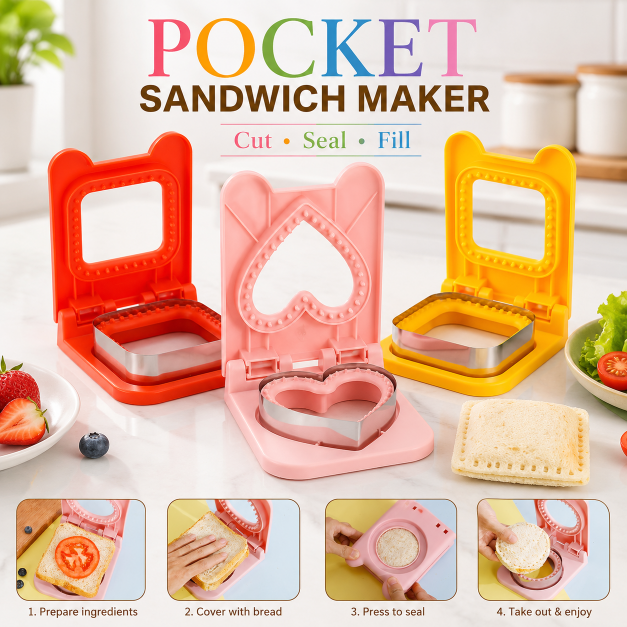 Pocket Sandwich Maker Stainles - Kitchen Appliances For Baking reseña y precio